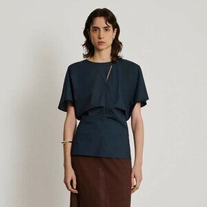 244. Soeur Embrun Midnight Blue Blouse Cotton $295 EUC Sz 36